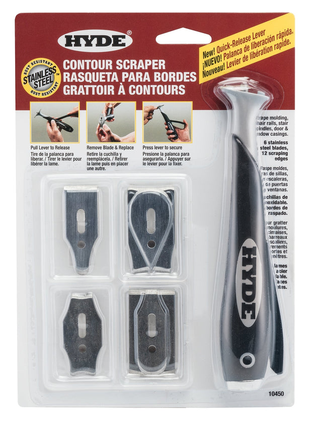 Hyde Tools 10450 Contour Scraper (w/ 6 Specialized Blades)