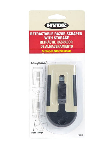 Hyde Tools 13040 Glass Scraper with 5 Blades Stored in Handle