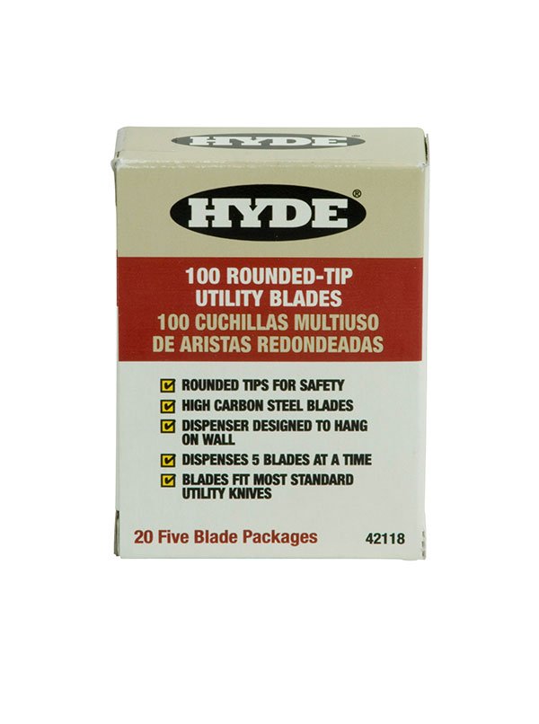 Hyde Tools 42118 Rounded Tip Utility Knife Blades (100) | the Hyde Store