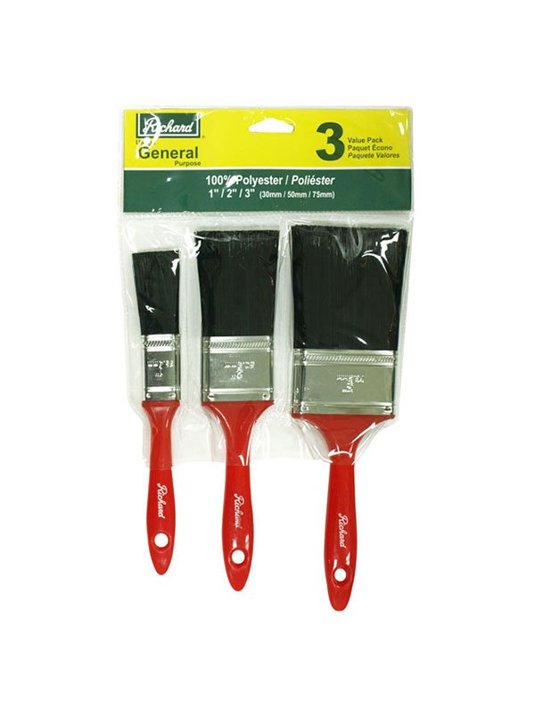Richard 80000 1'' - 2'' - 3'' straight paint brush, PAINT BRUSHES SET series. Polyester, plastic handle. | the Hyde Store