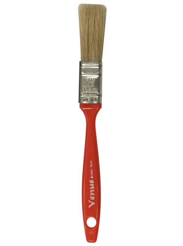 Richard 80051 1/2'' straight paint brush, UTILITY VENUS series. White bristle, red plastic handle. | the Hyde Store