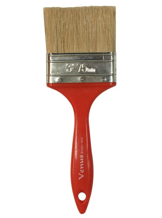 Richard 80054 3'' straight paint brush, UTILITY VENUS series. White bristle, red plastic handle. - the Hyde Store