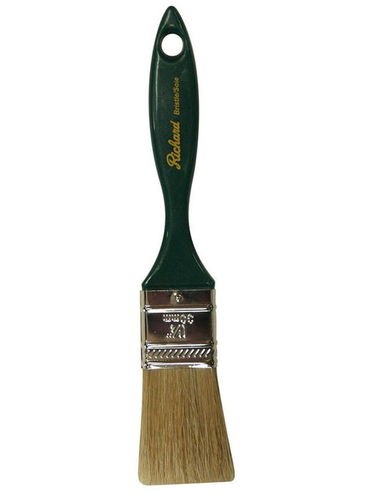 Richard 80351 1 1/4" straight paint brush, GENERAL PURPOSE series. White bristle, green plastic handle. | the Hyde Store