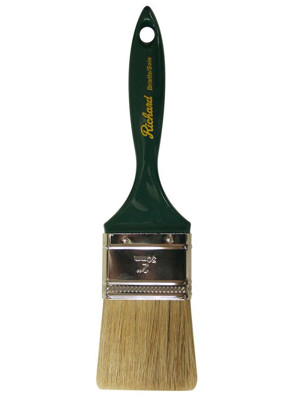 Richard 80352 2" straight paint brush, GENERAL PURPOSE series. White bristle, green plastic handle. | the Hyde Store
