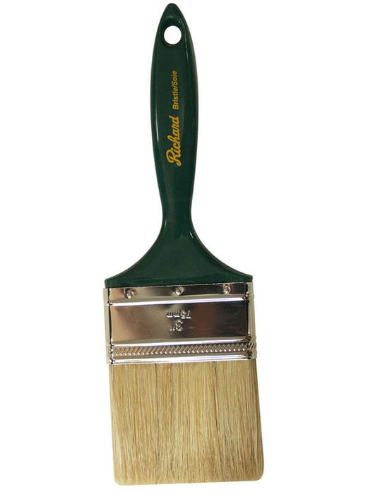 Richard 80353 3" straight paint brush, GENERAL PURPOSE series. White bristle, green plastic handle. - the Hyde Store