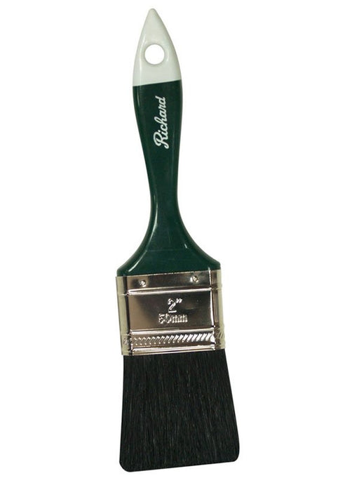 Richard 80452 2'' Straight Paint Brush, PREMIER BEAVER TAIL series, black bristle, green handle w/ white tip - the Hyde Store