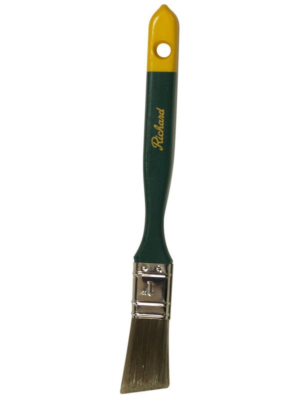 Richard 80501 1'' Angular Paint Brush, PREMIER series Fluted Handle, polyester, black handle w/ yellow tip | the Hyde Store
