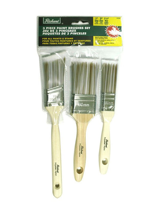 Richard 81303 1'' - 2'' straight, 1 1/2'' angular paint brush, PAINT BRUSHES SET series. Polyester, wood handle. | the Hyde Store
