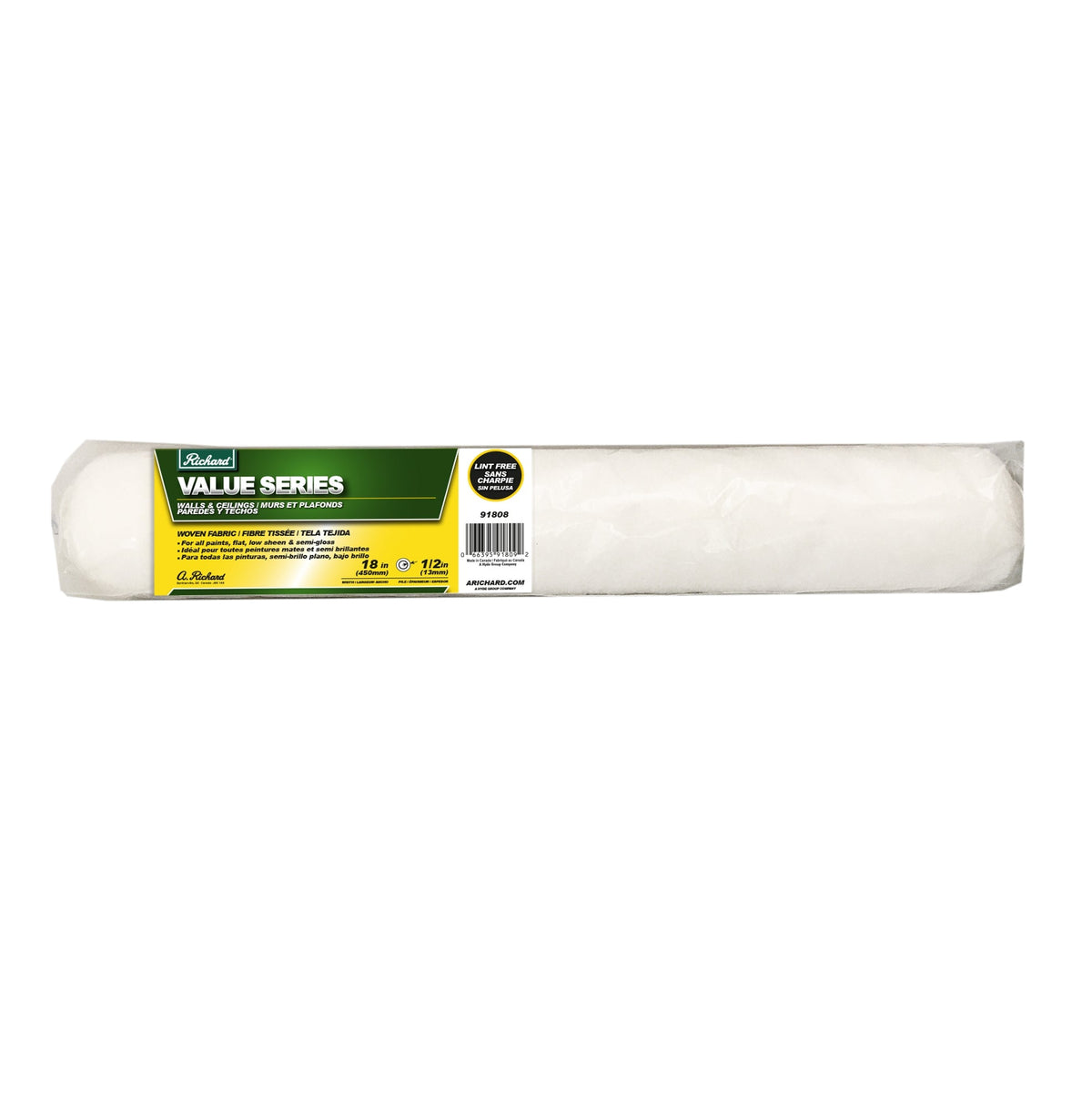 Richard 91808 Woven Pro Series 18" Hybrid Woven Fabric Lint - Free Roller Cover, 1/2" Pile | the Hyde Store